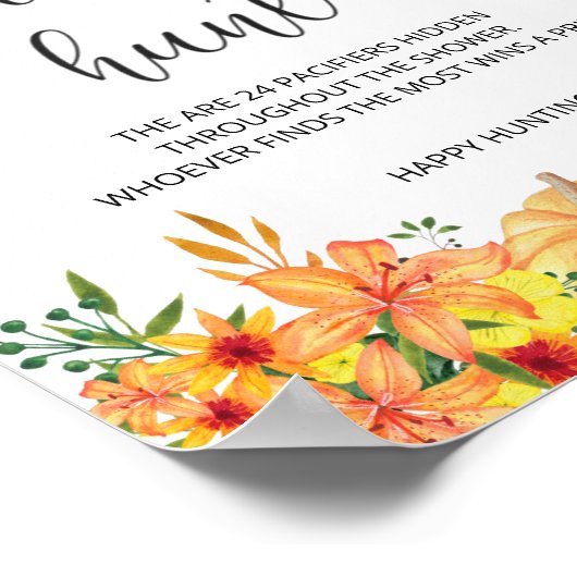 spelletje met pumpkin pacifier jaagster baby showe poster (Hoek)