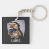 Spelletjes! Grappige Cartoon Sloth die videogames  Sleutelhanger (Achterkant)