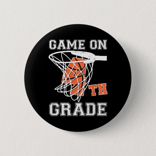 Spelletjes op 4e klas basketbal eerste dag van de  ronde button 5,7 cm (Voorkant)