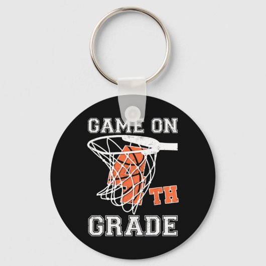 Spelletjes op 4e klas basketbal eerste dag van de  sleutelhanger (Voorkant)