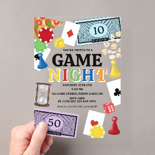 Spelletjesavond Bordspellen Snacks Feest Acryl Uitnodigingen