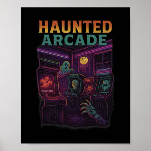 Spelletjeshal Retro Halloween Gamer Horror Design Poster