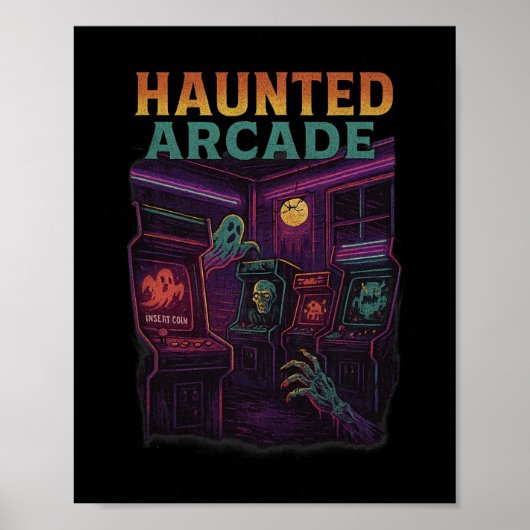Spelletjeshal Retro Halloween Gamer Horror Design Poster (Voorkant)