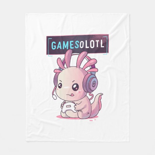SpelletjesOlotl - Axolotl Gamer Fleece Deken (Voorkant)