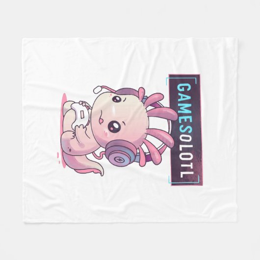 SpelletjesOlotl - Axolotl Gamer Fleece Deken (Voorkant (Horizontaal))