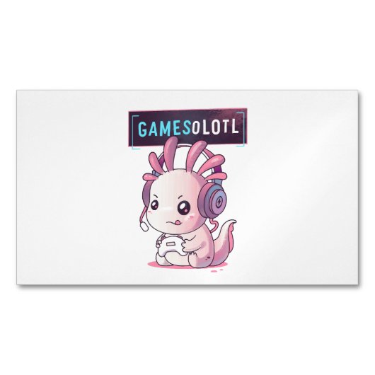 SpelletjesOlotl - Axolotl Gamer Magnetisch Visitekaartje (Voorkant)