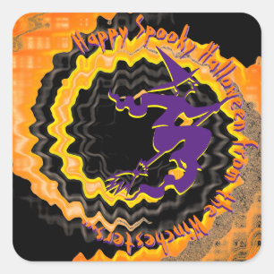 Spellettekst voor hoogvliegende heks op maat vierkante sticker