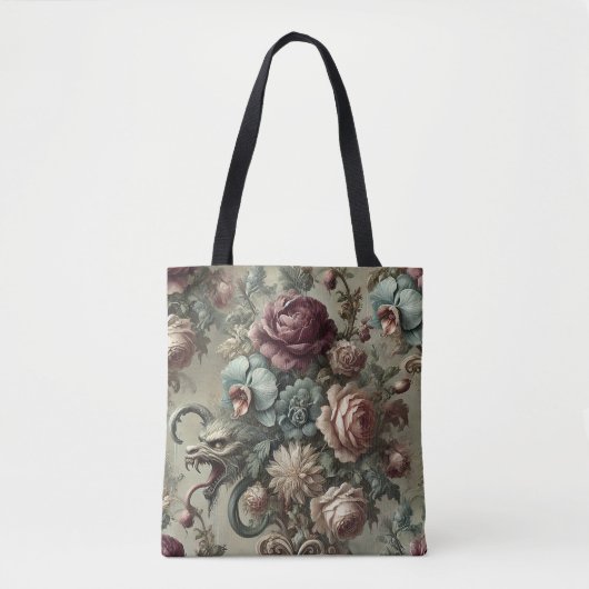 Spellhound – Barok Gotisch Bloemenbeest Tote Bag (Voorkant)