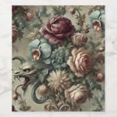 Spellhound - Gotische Bloemen Barok Sierkussen Wijn Etiket (Enkel label)