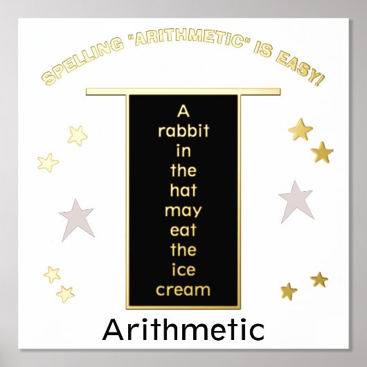 Spelling Arithmetic Rabbit in Pet Gold Stars Folie Afdrukken (Voorkant)