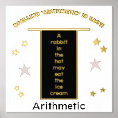 Spelling Arithmetic Rabbit in Pet Gold Stars Folie Folie Afdrukken (Voorkant)