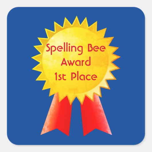 Spelling Bee Award 1e plaats Homeschool Vierkante Sticker (Voorkant)
