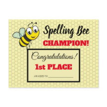 Spelling Bee Award Eerste Plaats Kampioen School