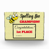 Spelling Bee Award Eerste Plaats Kampioen School Fotoblokken (Voorkant)