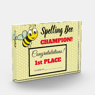 Spelling Bee Award Eerste Plaats Kampioen School Fotoblokken