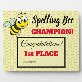 Spelling Bee Award Eerste Plaats Kampioen School Fotoplaat