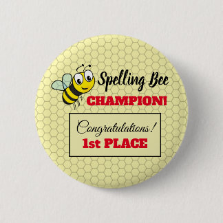 Spelling Bee Award Eerste Plaats Kampioen School Ronde Button 5,7 Cm