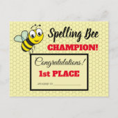 Spelling Bee Award voor eerste keer Champion Schoo Briefkaart (Voorkant)