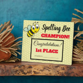 Spelling Bee Award voor eerste keer Champion Schoo Fotoplaat (Zijkant)