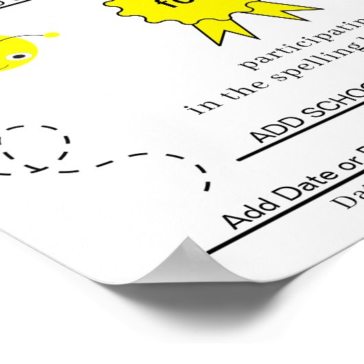 Spelling Bee Deelnemer Certificaat voor Kinderen Poster (Hoek)