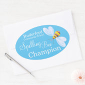 Spelling bijenkampioen gepersonaliseerde school st ovale sticker (Envelop)