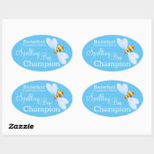 Spelling bijenkampioen gepersonaliseerde school st ovale sticker (Vel)