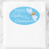 Spelling bijenkampioen gepersonaliseerde school st ovale sticker (Tas)