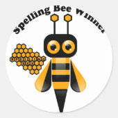 Spelling Bijenwinnaar Ronde Sticker (Voorkant)