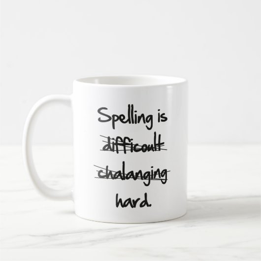 Spelling is harde koffie-Mok Koffiemok (Links)