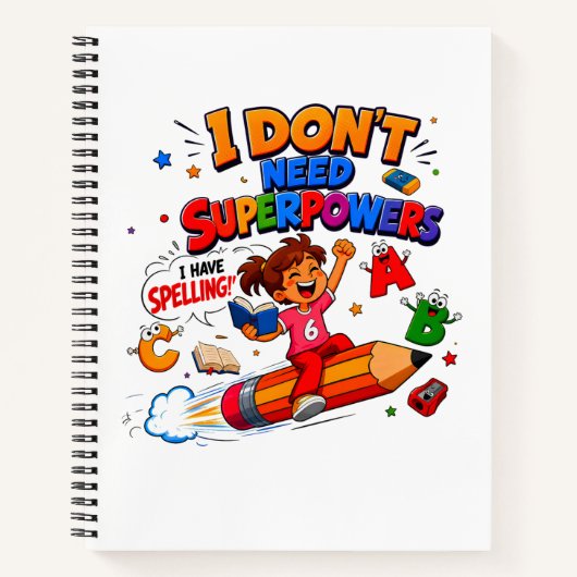 Spelling Superpower Geletterdheid Humor Notitieboek (Voorkant)