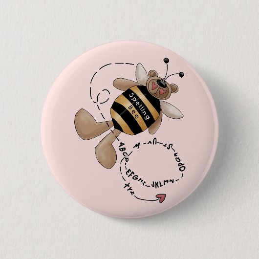 Spellingbijenoverhemden en -cadeaus ronde button 5,7 cm (Voorkant)