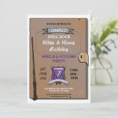 Spellingboek Wizards Witches Verjaardagsfeest Uitn Kaart (Staand voorkant)