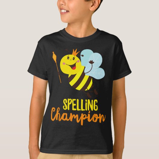 Spellingkampioen Schattige Bijenwinnaar Spellingco T-shirt (Voorkant)