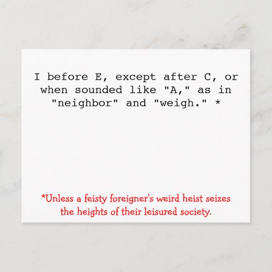 Spellingregels: I vóór E Briefkaart (Voorkant)