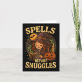 Spells Before Snuggles Witch Halloween lezen Fal Kaart (Voorkant)