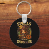 Spells Before Snuggles Witch Halloween lezen Fal Sleutelhanger (Voorkant)