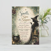 Spells Sips & Supper Verjaardagsdiner Feest Kaart (Staand voorkant)