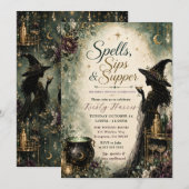 Spells Sips & Supper Verjaardagsdiner Feest Kaart (Voorkant / Achterkant)