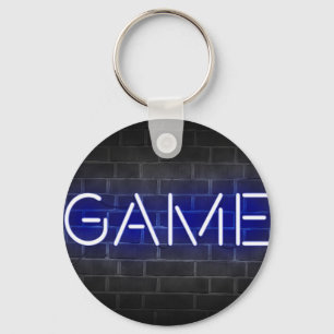Spelneonteken op baksteenwand sleutelhanger