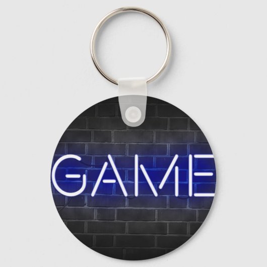 Spelneonteken op baksteenwand sleutelhanger (Voorkant)