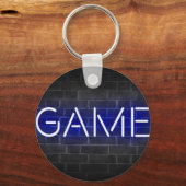 Spelneonteken op baksteenwand sleutelhanger (Voorkant)
