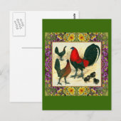 Spelpluimvee Gebloemde Frame Briefkaart (Voorkant / Achterkant)