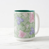 Spelroze lavender Groene Antiek look Tweekleurige Koffiemok (Voorkant rechts)