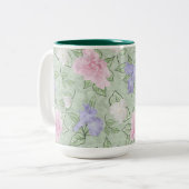 Spelroze lavender Groene Antiek look Tweekleurige Koffiemok (Voorkant links)