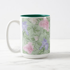 Spelroze lavender Groene Antiek look Tweekleurige Koffiemok