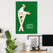 spelset en match, retro tennis referentie poster (Thuiskantoor)