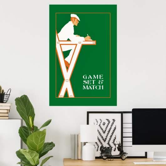 spelset en match, retro tennis referentie poster (Thuiskantoor)