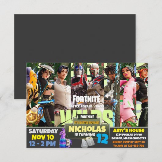 Spelthema uitnodiging (Voorkant / Achterkant)