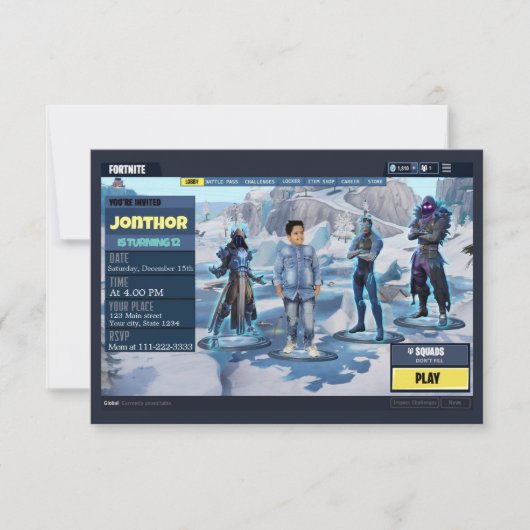 Spelthema uitnodiging (Voorkant)