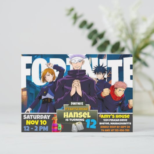 Spelthema uitnodiging (Staand voorkant)